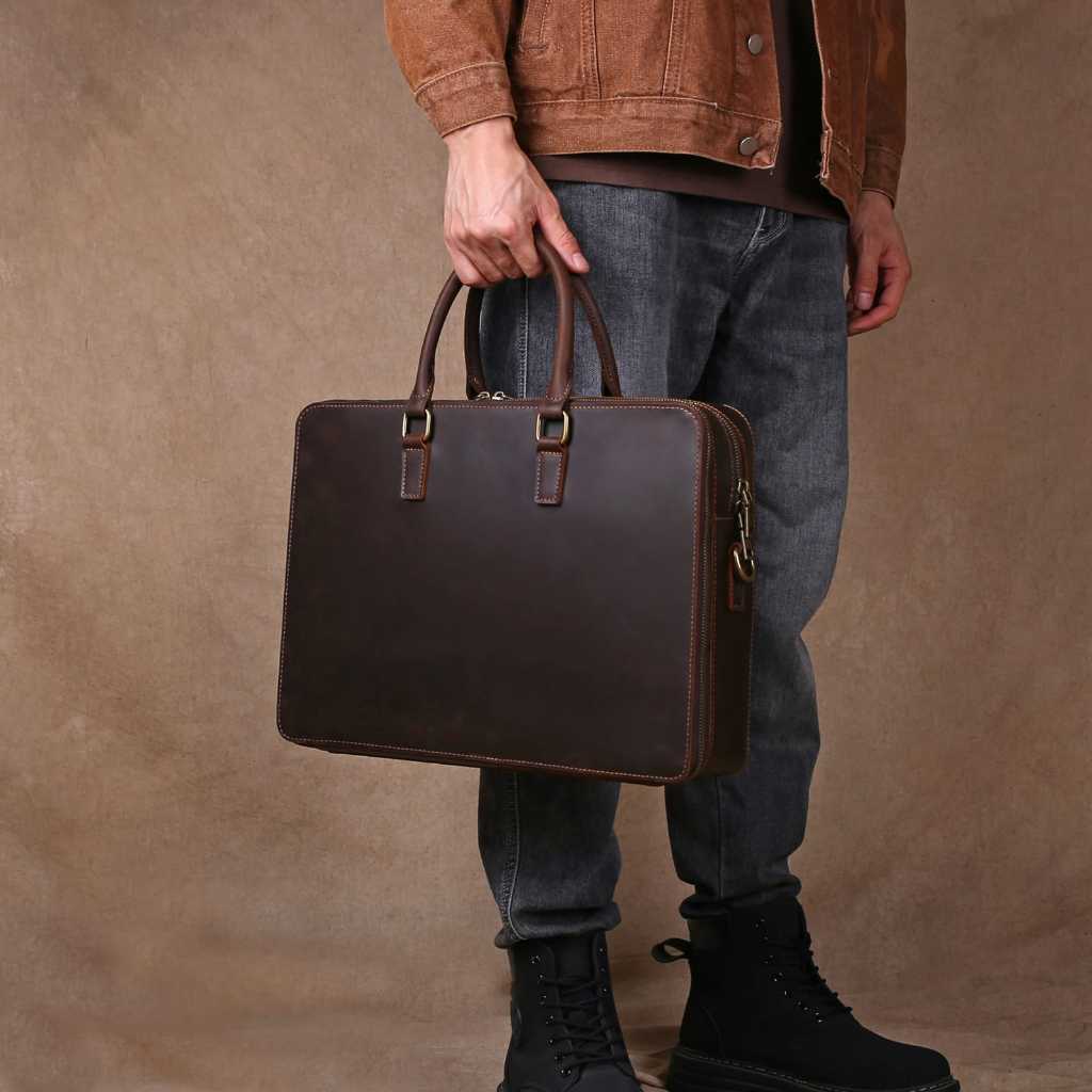 Tas Jinjing/Briefcase Kulit Asli Vintage Premium