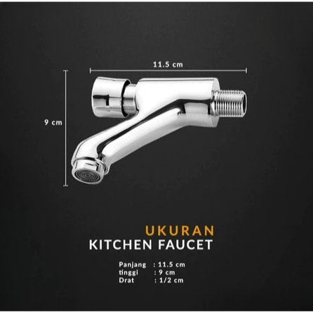Keran Kran Tanam Tembok Tekan Otomatis Faucet Kran Air Wastafel Cuci Piring Stainless Anti Karat