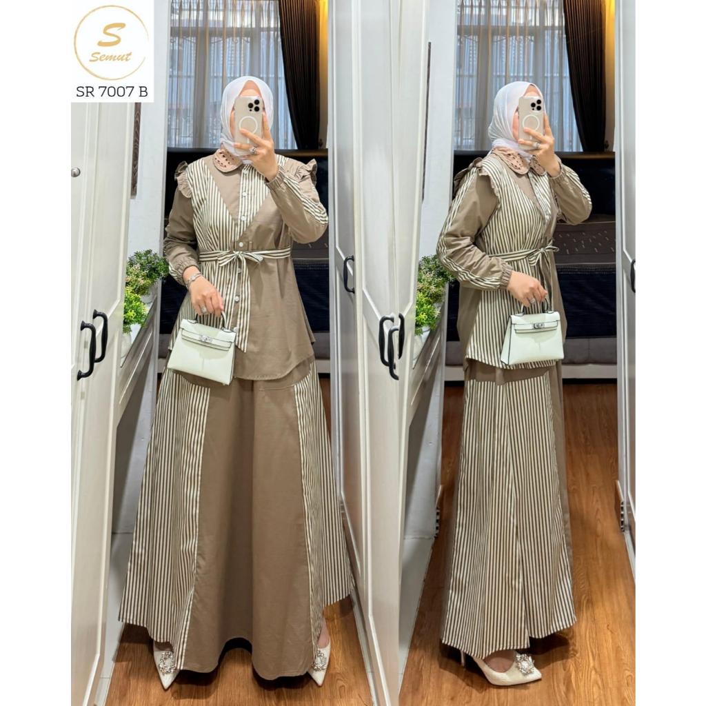 CAFAYA STELAN ROK CANTIKKatun import berkualitas, adem & nyaman ️Mix katun bolong import Motif Garis