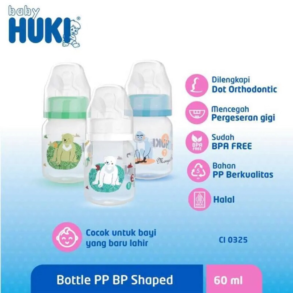 HUKI PPBP Shaped 60ml CI0325 / Botol Susu Dot Gepeng