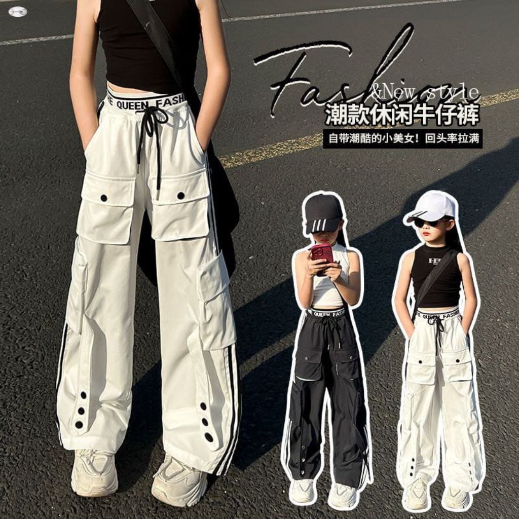 Littlefairy hanya celana anak cewek amber cargo pants/celana cargo anak tanggung perempuan