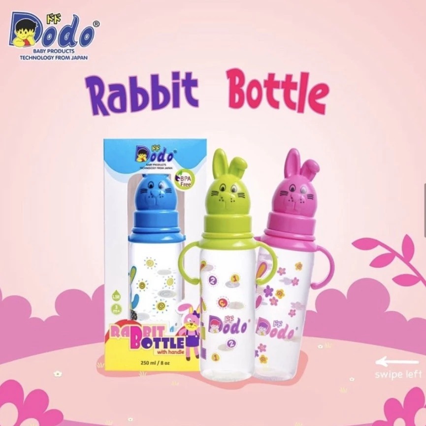 Dodo Botol Susu PP rabbit with handle 8 oz - Dot bayi dan anak dengan pegangan 240ml