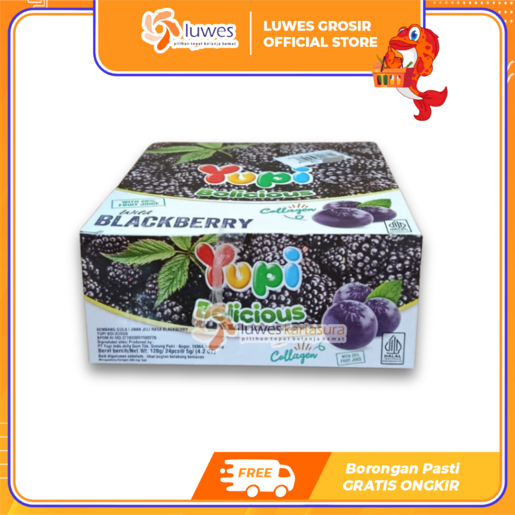 [GROSIR] Yupi Bolicious Rasa Blackberry Box Isi 12pcs Permen Yupi Candy Murah