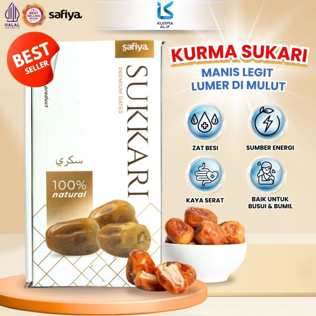 Safiya Kurma Sukari 1 Kg Grade A+ Rasa Manis Legit Daging Lembut Tebal