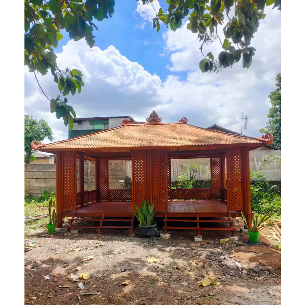 gazebo kayu minimalis | gazebo jepang minimalis kayu mahoni | gazebo taman kayu mahoni