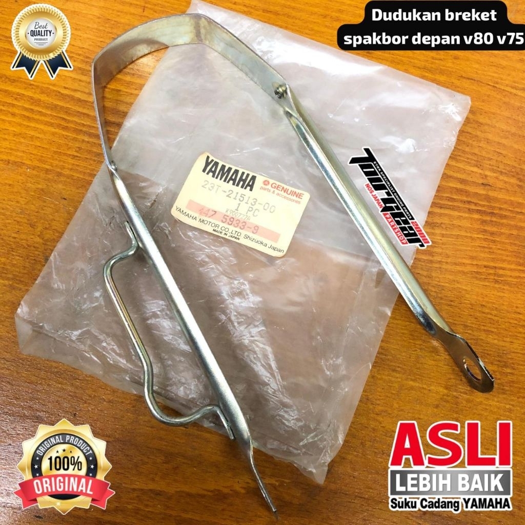 DUDUKAN BREKET SPAKBOR DEPAN V80 V75 ORI YAMAHA NOS JAPAN 23T-21513-00