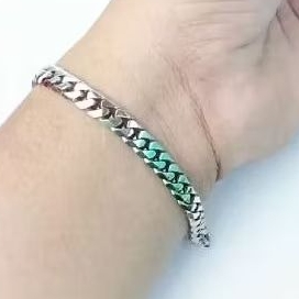 gelang rantai baja putih pria