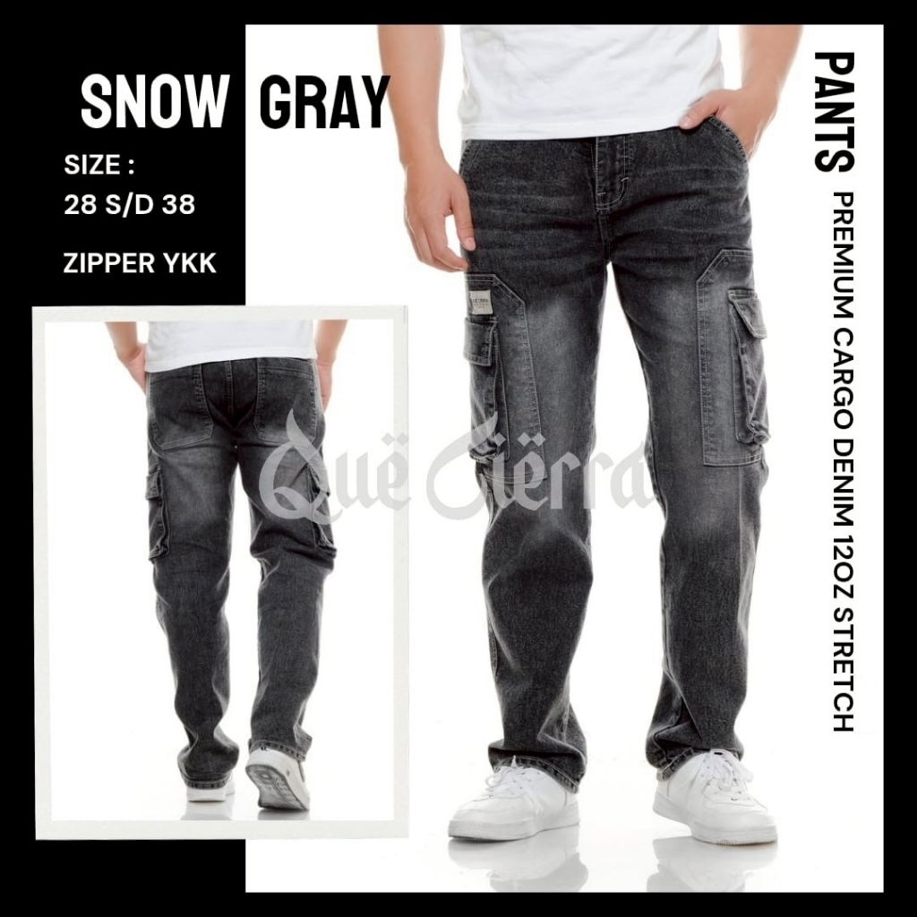 CELANA PANTS CARGO DENIM STREACHT PREMIUM - CARGO DENIM PRIA