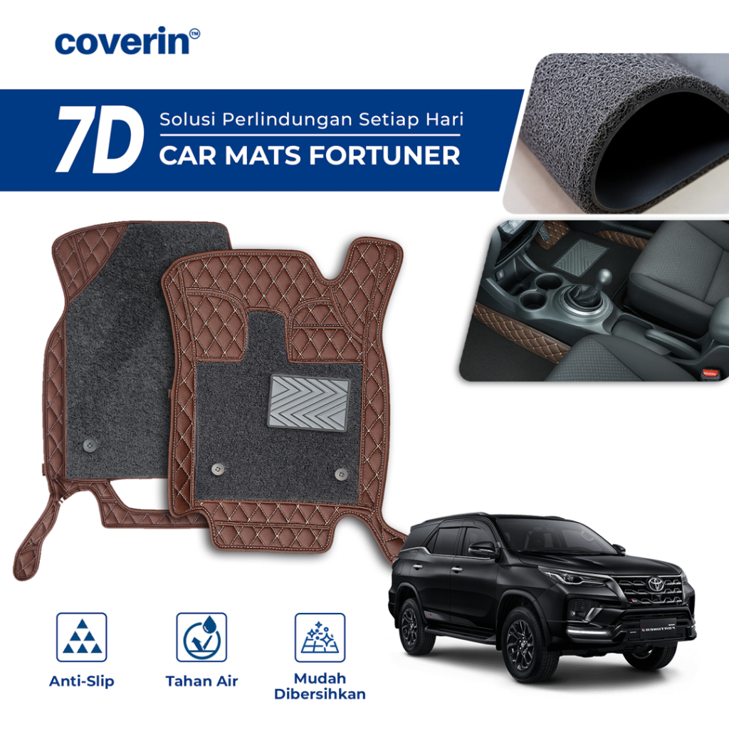 Coverin Karpet Mobil NEW FORTUNER 7D Premium Custom Fit Anti Slip + FREE Bagasi