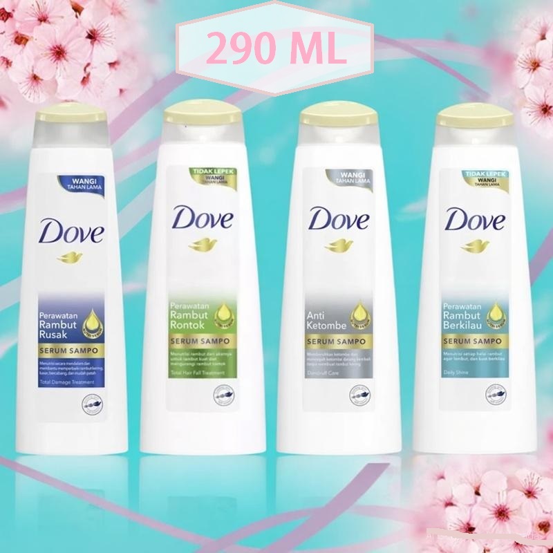 DOVE Serum Sampo Shampo Shampoo 290 ml Rambut Berkilau Rusak Rontok Ketombe