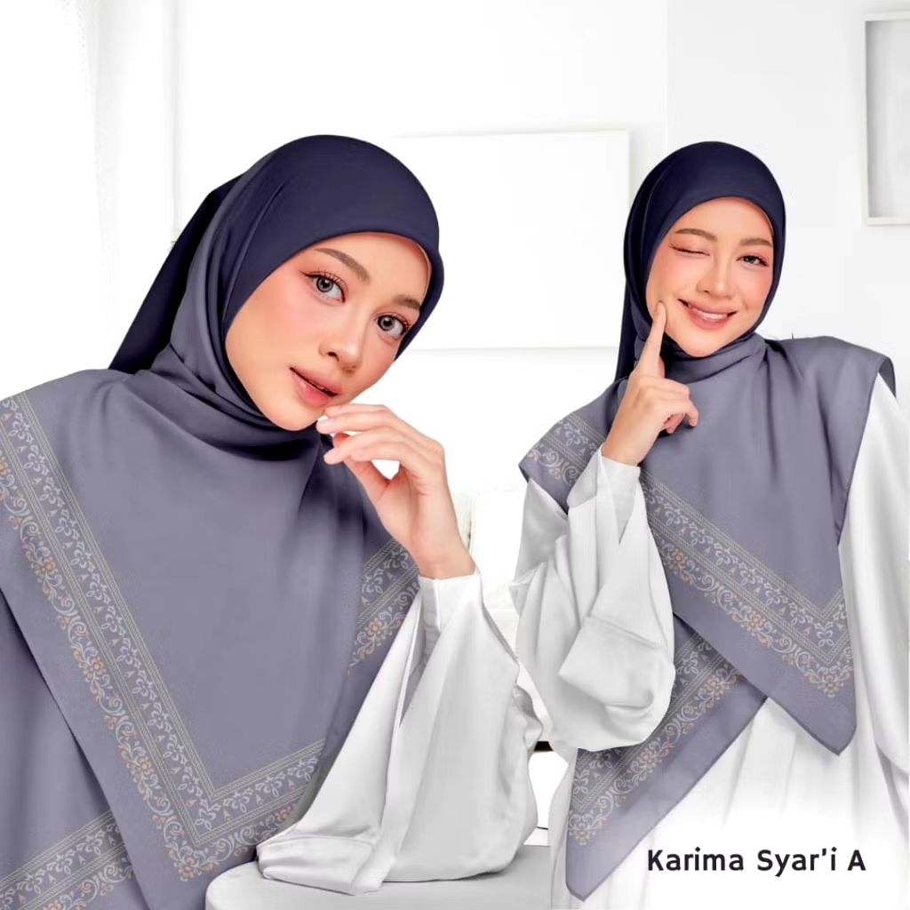 Kerudung Hijab Segiempat Ukuran Standar Series Karima/Hijab Segiempat Motif Premium Voal Laser Cut S