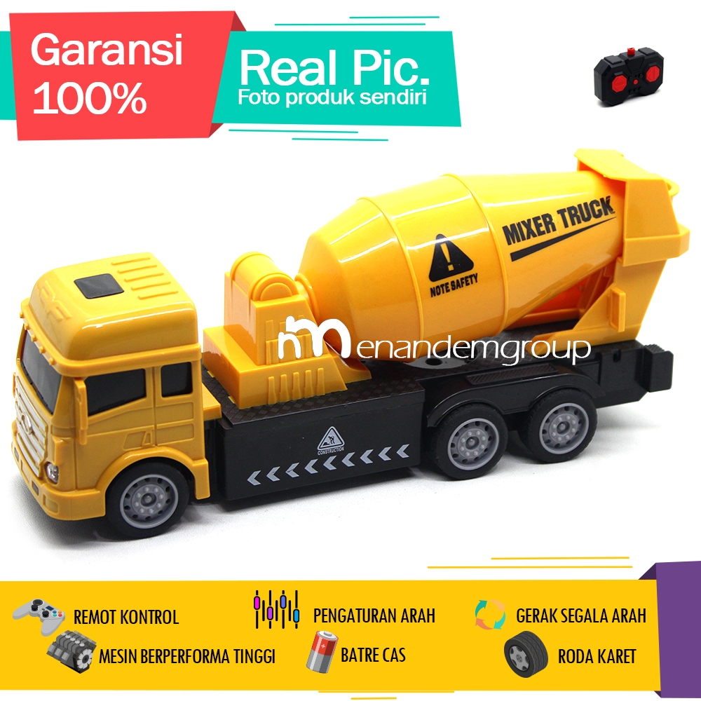 Mainan Mobil Remot Kontrol RC Truk Semen Molen Konstruksi Alat Besar Roller Batre Cas