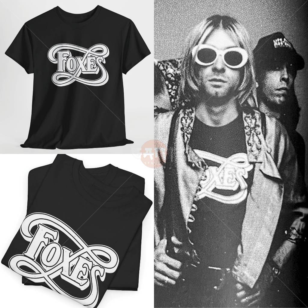 Kaos Band Unisex Foxes Kurt Cobain Nirvana Vintage 90s – Sablon Discharge Premium