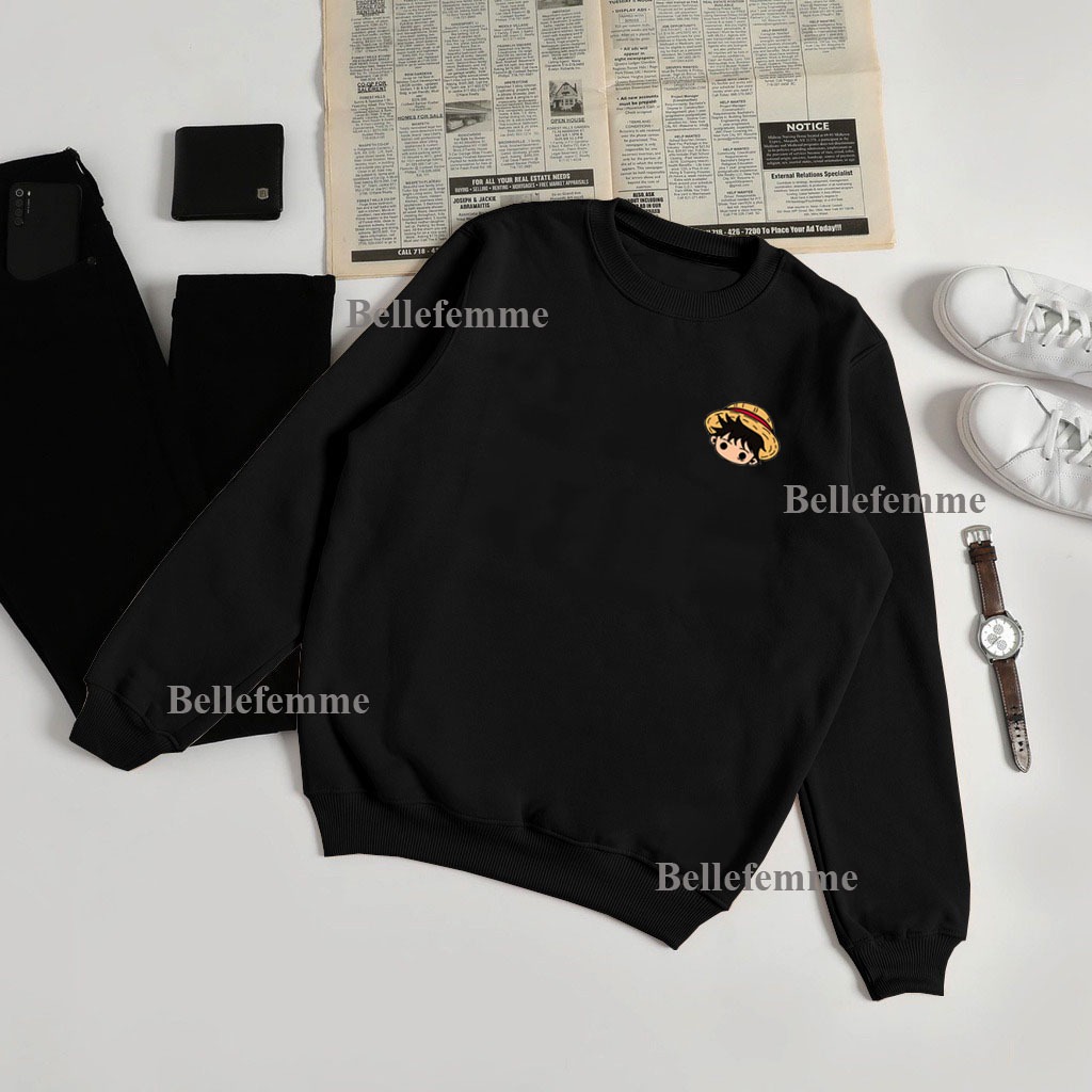 crewneck laki laki anime jepang one piecee l xl xxl sweater hoodie atasan cowok sweater baju distro 