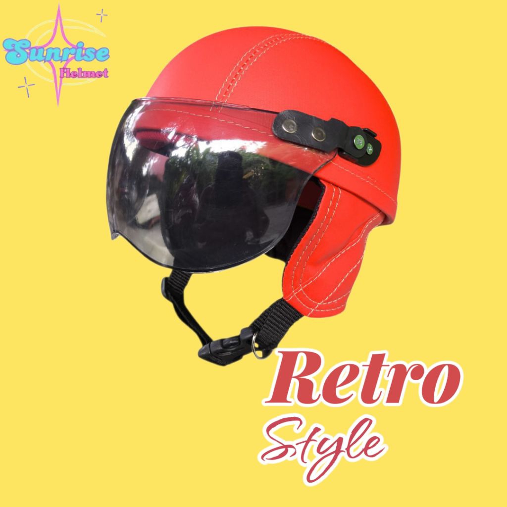 helm anak retro kulit full polos usia 1-5 tahun kaca riben - Helm Anak Sinchan Polos