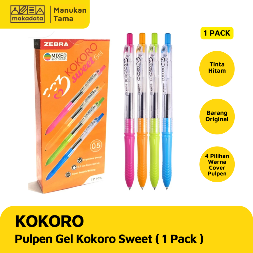 BALLPOINT | BOLPEN | PULPEN ZEBRA KOKORO SWEET 12 PCS ( 1 PACK )