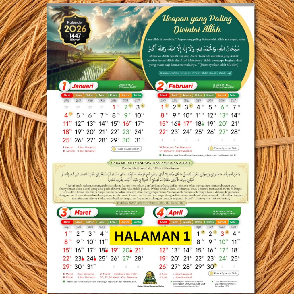 DARUL HAQ | KALENDER MASEHI 2026  | ALMENAK MASEHI 2026/ 1447-1448 H