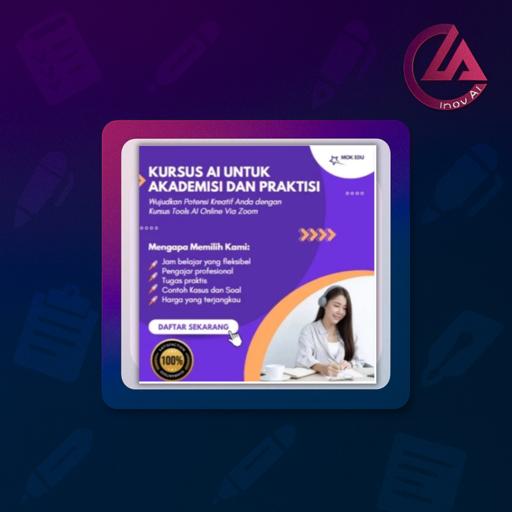 Kursus Pelatihan Optimalisasi AI Akdemik Scipace,Chatgpt,Scite,MOK,DeepL,Claude,Jenni.Bersertifikat.