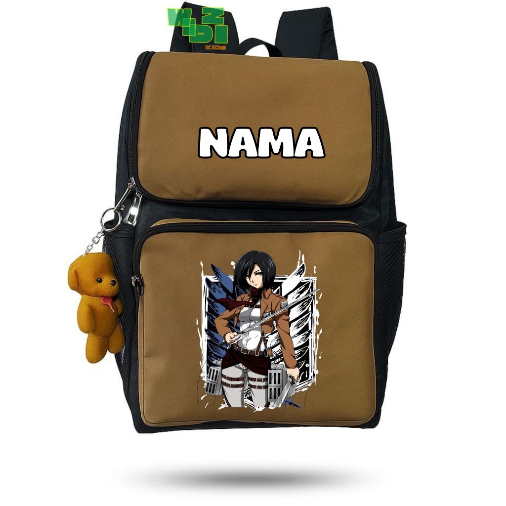 Tas Anak Custom Anime AOT Mikasa & Nama Sendiri