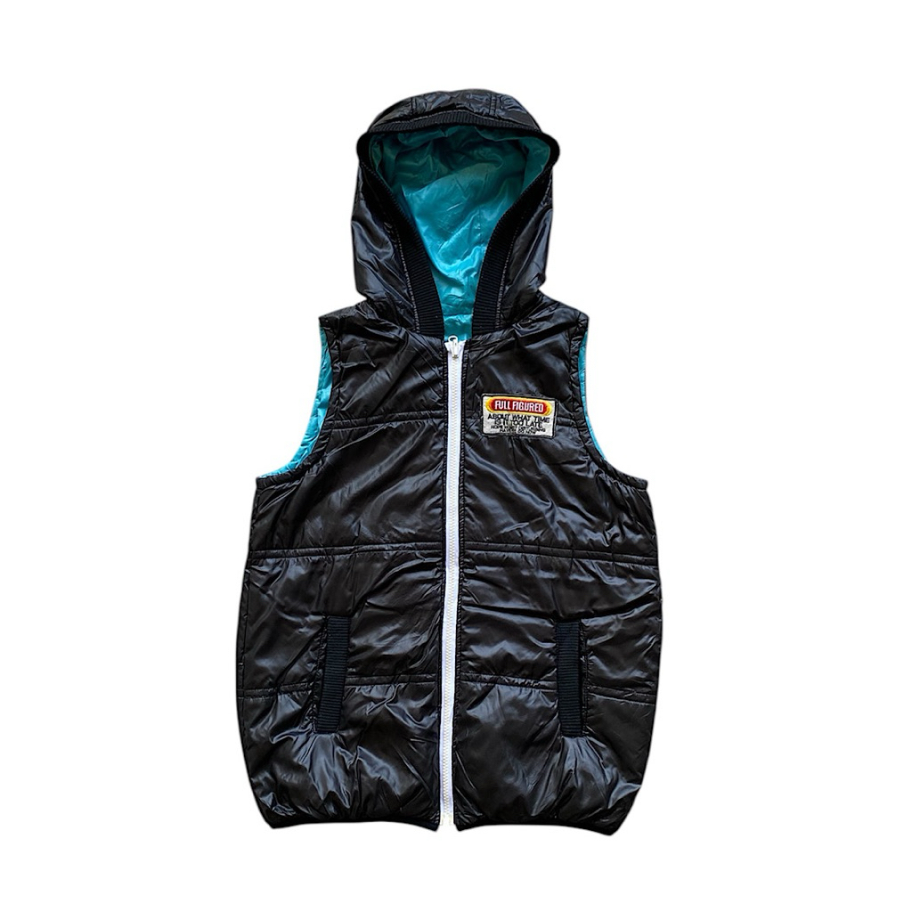 Full figured reversible hoodie vest rompi second