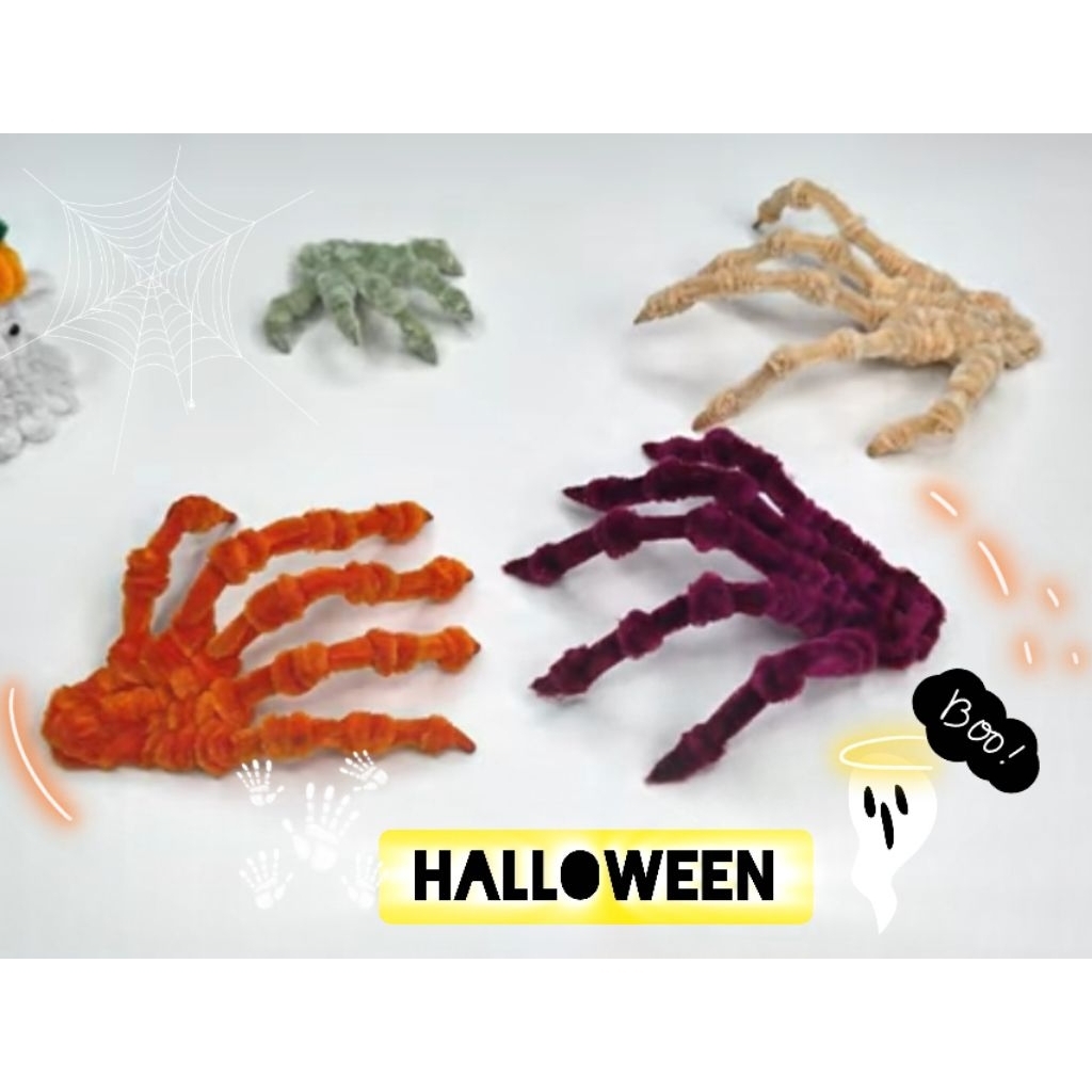 Aksesoris Mainan Tangan Tengkorak Halloween | Tengkorak kawat bulu