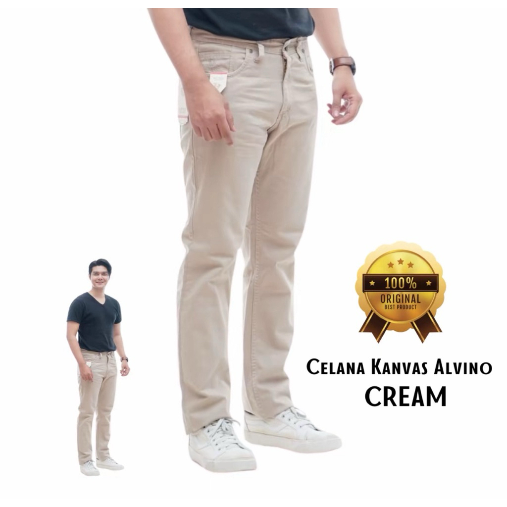 Celana Panjang Pria Kanvas ALVINO ORIGINAL Casual Bahan Premium Kwalitas DLC Cowok Kerja Kain Tebal 
