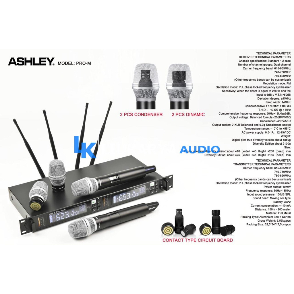 Mic Wireless ASHLEY PRO M profesional Microphone