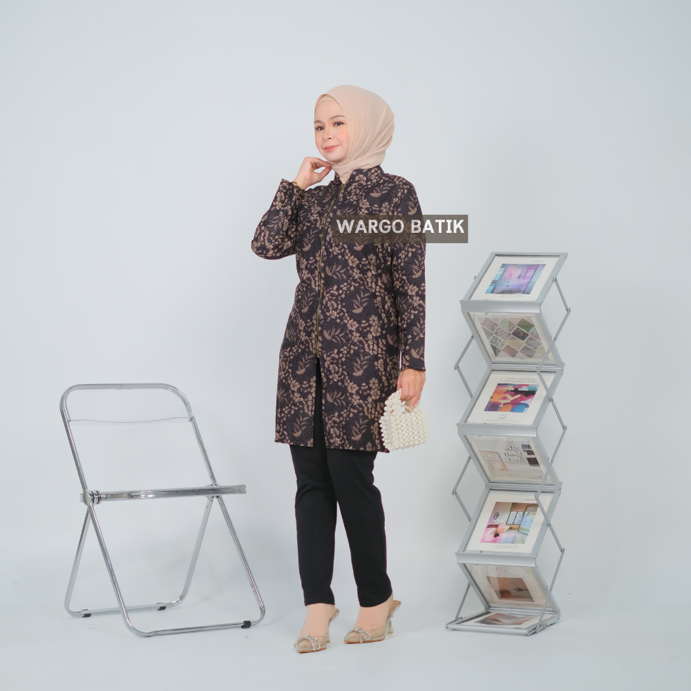 Batik Wargo - Atasan Tunik Batik Wanita Modern Katun Premium Warna Hitam