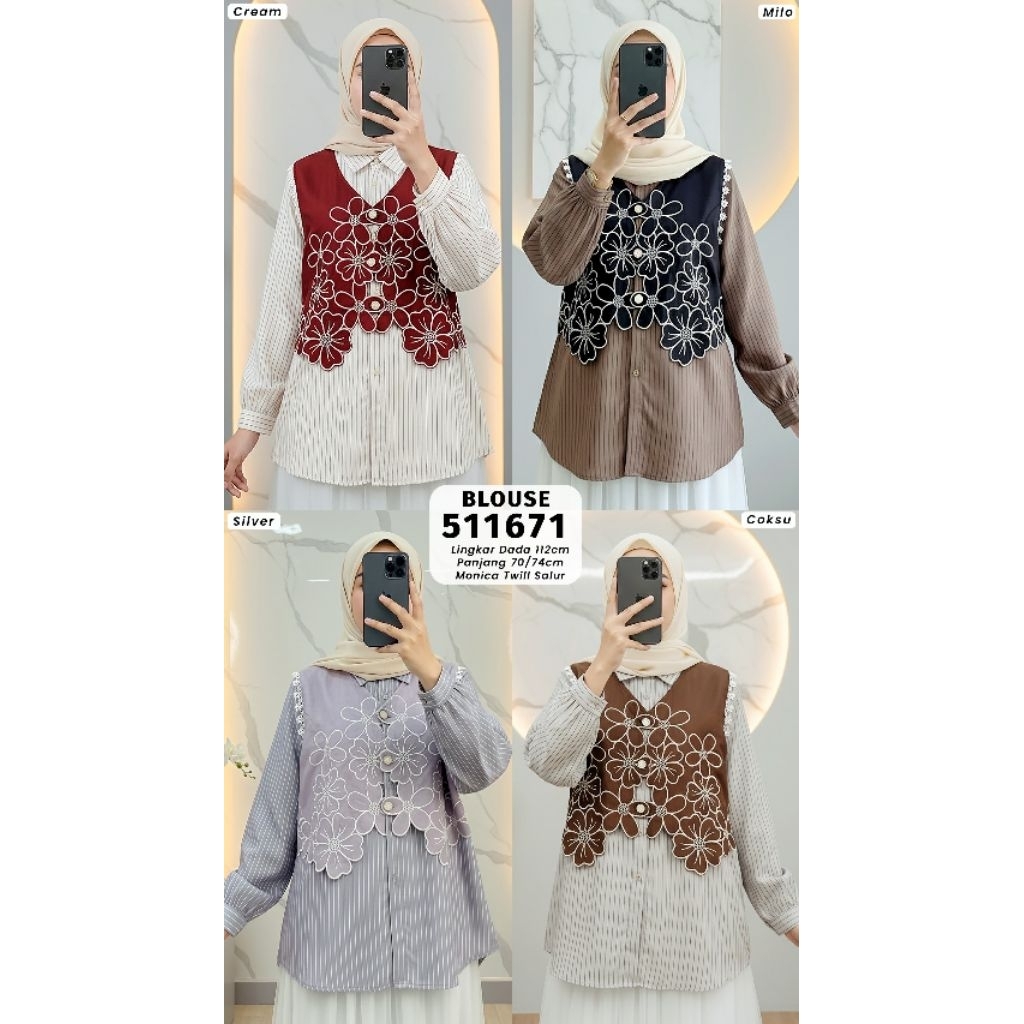 Atasan Wanita Bordir//Blouse EXTU ORI//Atasan Wanita Elegant Bordir//Atasan Wanita Motif Bunga Bordi