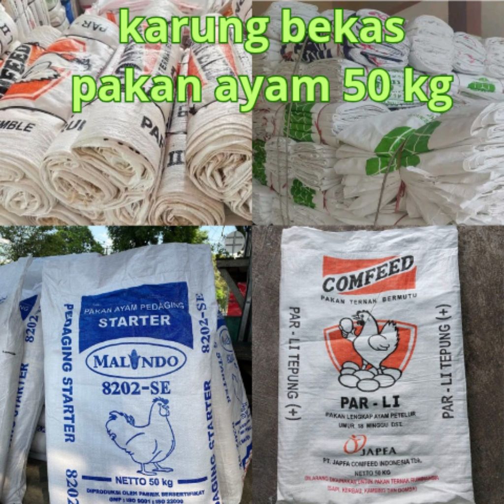 10 pcs karung bekas pakan ayam 50 kg