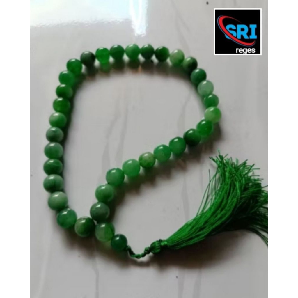 TASBIH BATU GIOK HIJAU CHINA 8/10mm (33 BUTIR) ORIGINAL NATURAL ASLI BATU GIOK