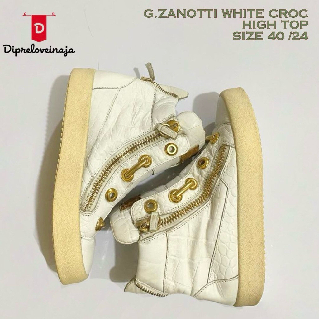 G. ZANOTTI WHITE CROC LEATHER HIGH PRELOVED