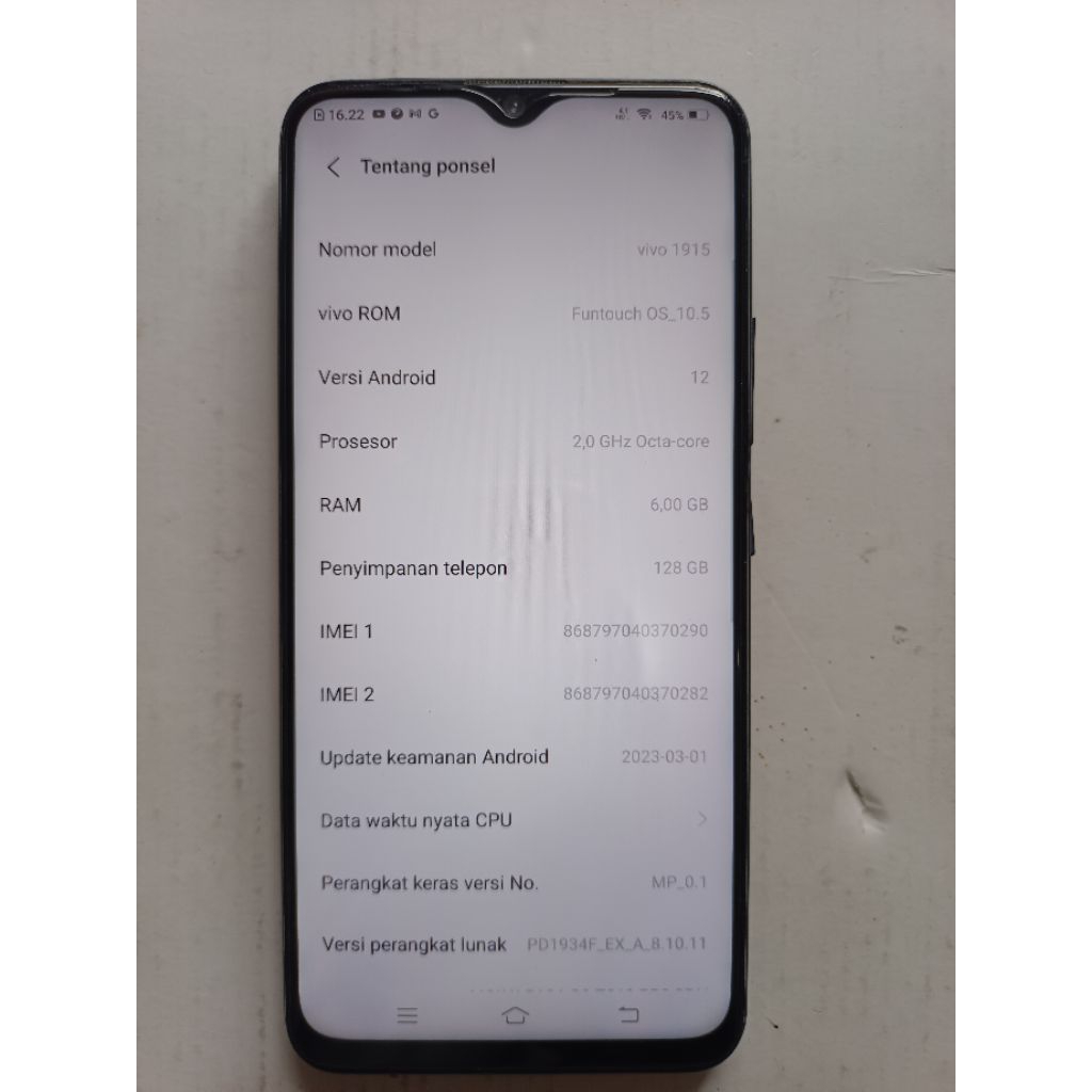 Vivo Y19 6/128 Second/Bekas ORIGINAL NO KW
