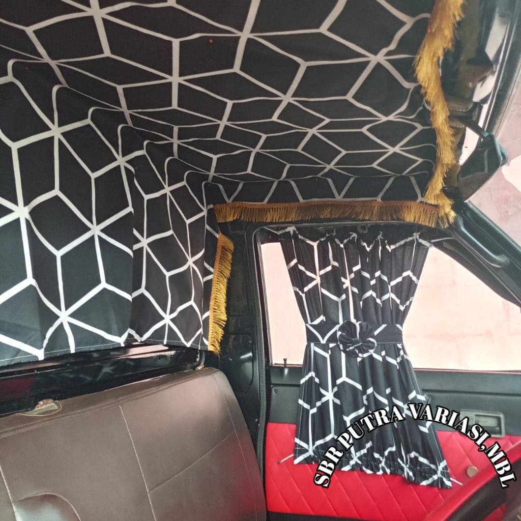 aksesoris kain plafon atap kabin mobil 1set gorden mobil kaca samping/ Tirai jendela pintu mobil/Gor