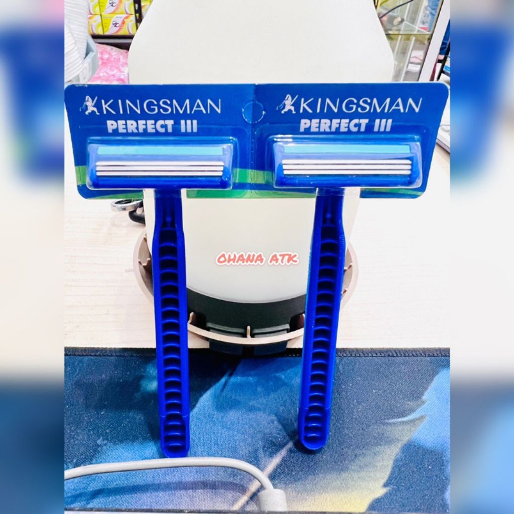 ( 2 PCS ) Pisau Cukur Jenggot 3 Mata PISAU KINGSMAN   / Alat Cukur Kumis Best Seller/ PERFECT III KI