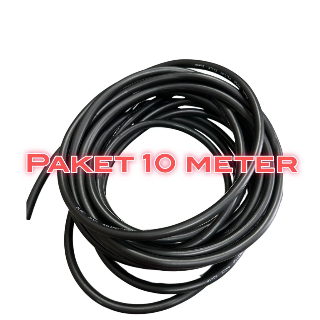 Paket 10 meter kabel las RHINO 25 MM kabel las listrik 120a 450 Watt 900 watt
