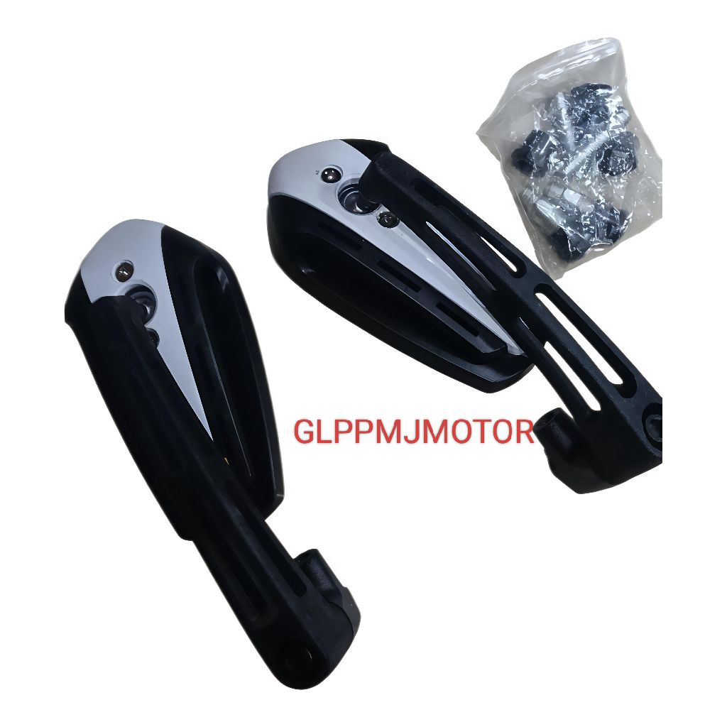 Spion Variasi Motor Ironman White Black Alevo Kaca Spion Arevo Koso Lipat Universal Untuk Semua Type