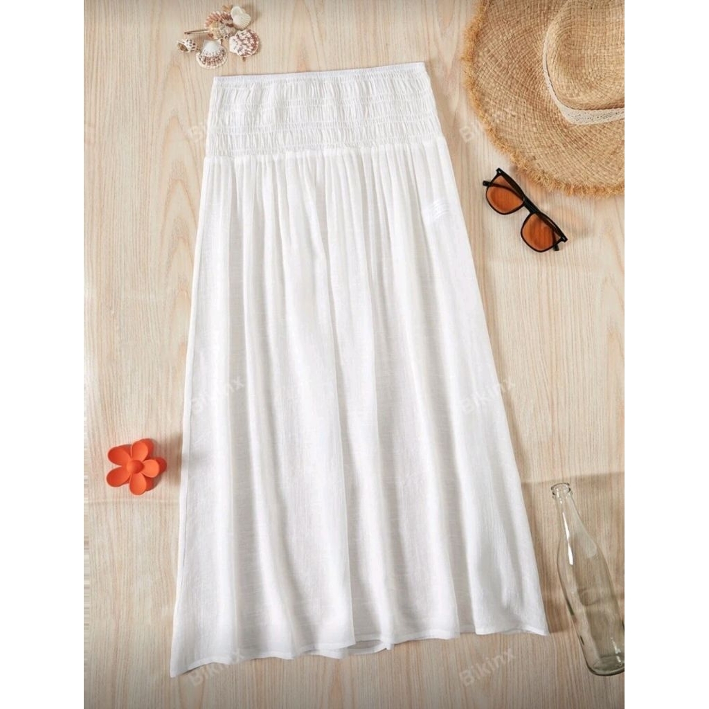 Rok Maxi Putih Smock (AE 113)