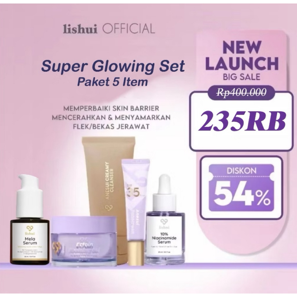 (READY STOK) LISHUI HEALTHY GLOW SET ISI 5 (serum niacinamide + serum Mela)