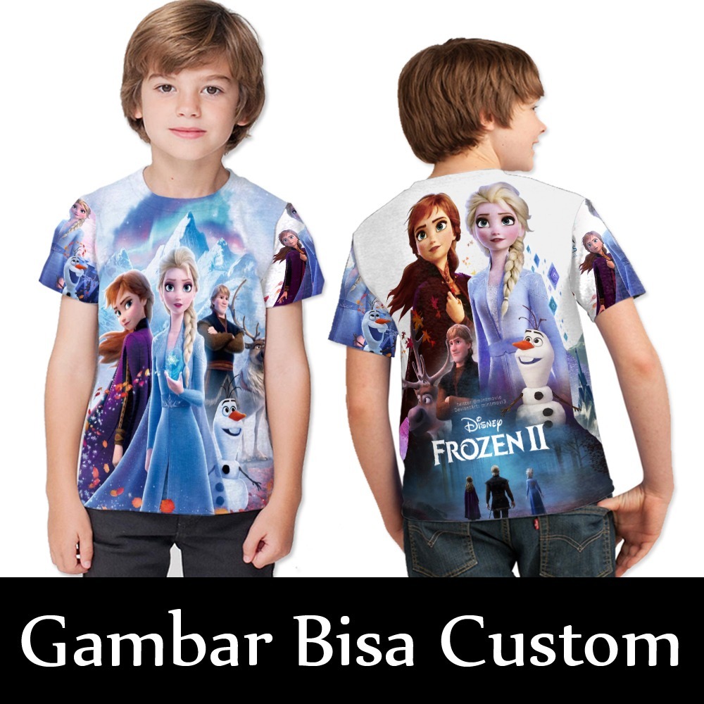 Kaos Animasi Anak Frozen II / Baju FROZEN Anak / Pakaian Anak Perempuan Frozen Fullprint