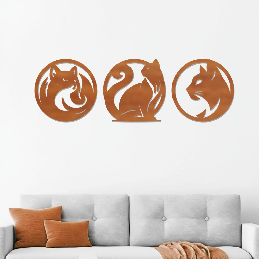 Hiasan Dinding Kayu Ruang Tamu Laser Cut Pajangan Dinding Rumah Aesthetic Motif Cat