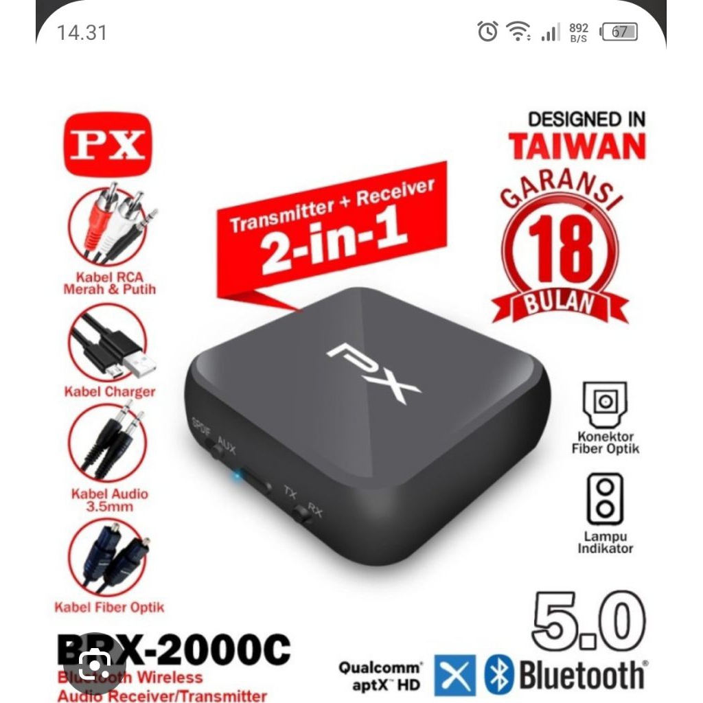 bluetooth receiver transmitter px brx-2000c original