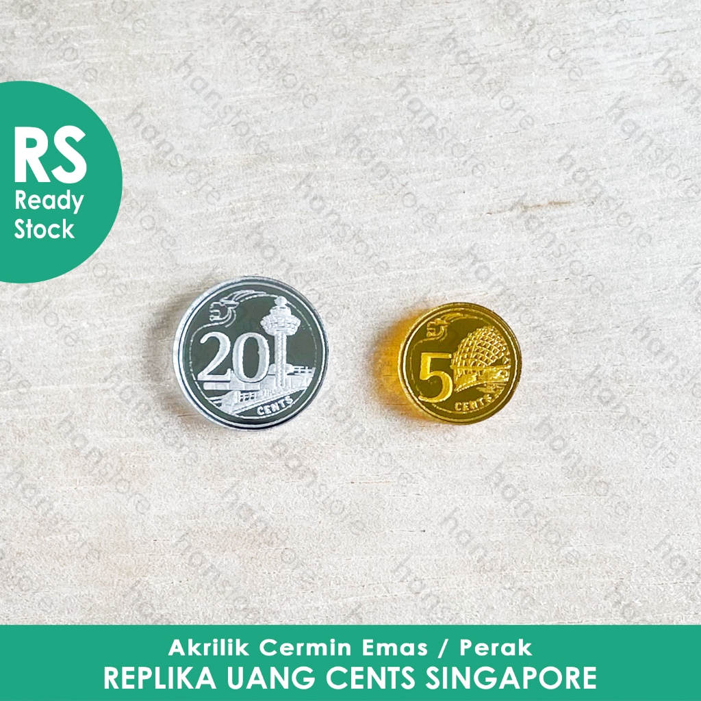 RS Replika Koin Sen Singapura untuk Mahar / 5 CENTS 2013/  20 CENTS 2013 COIN SINGAPORE / Dekorasi /