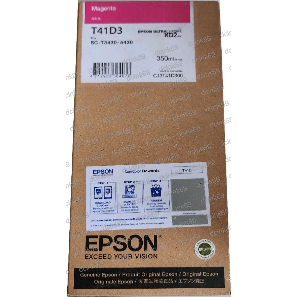 TINTA EPSON T41D3 ORIGINAL MAGENTA  (350 ML) FOR PLOTTER EPSON T5430 & T3430