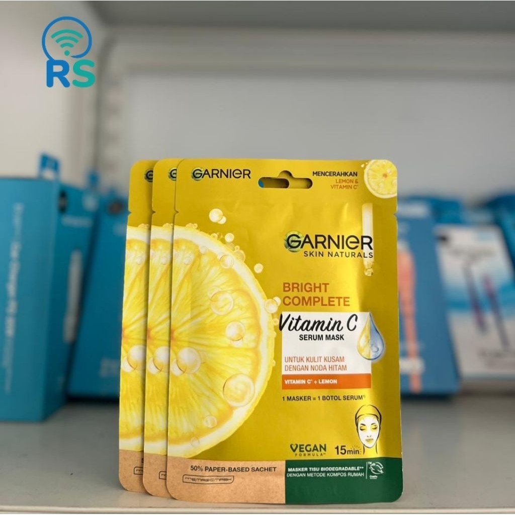 Garnier Vitamin C Bright Complete Sheet Mask Masker Lemon Wajah Mencerahkan Glowing Untuk Kulit Waja