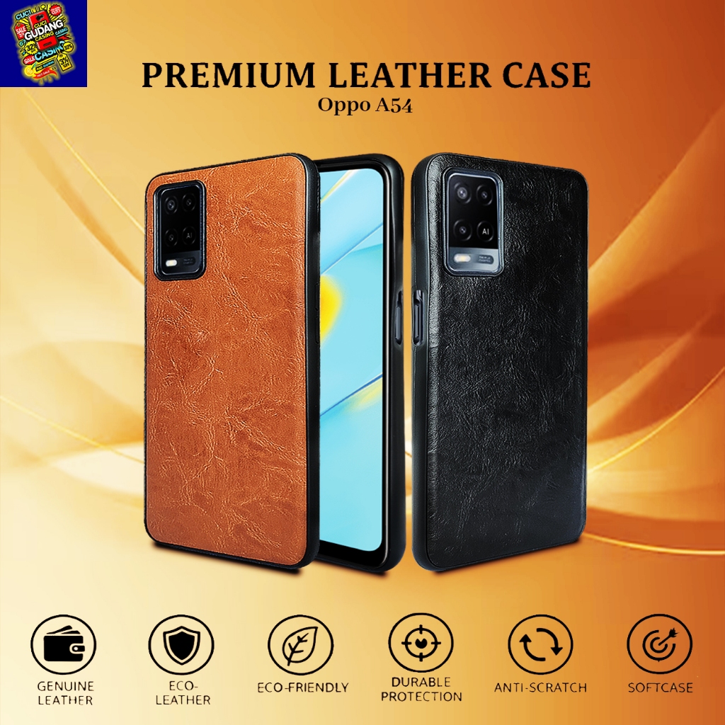 [ CUCI GUDANG ] Case Hp Oppo A54 Premium Leather Case Softcase Casing Kulit Slim Cover