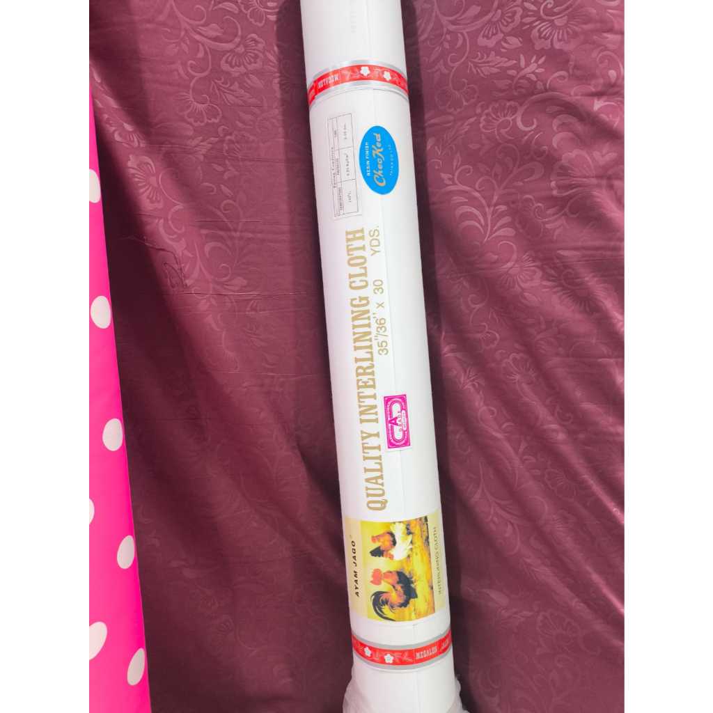 Kain Keras Lem Ayam Mahkota  Tebal Per 50cm | Kain Keras Gosok Untuk Aksesorig Gorden & Keras Baju