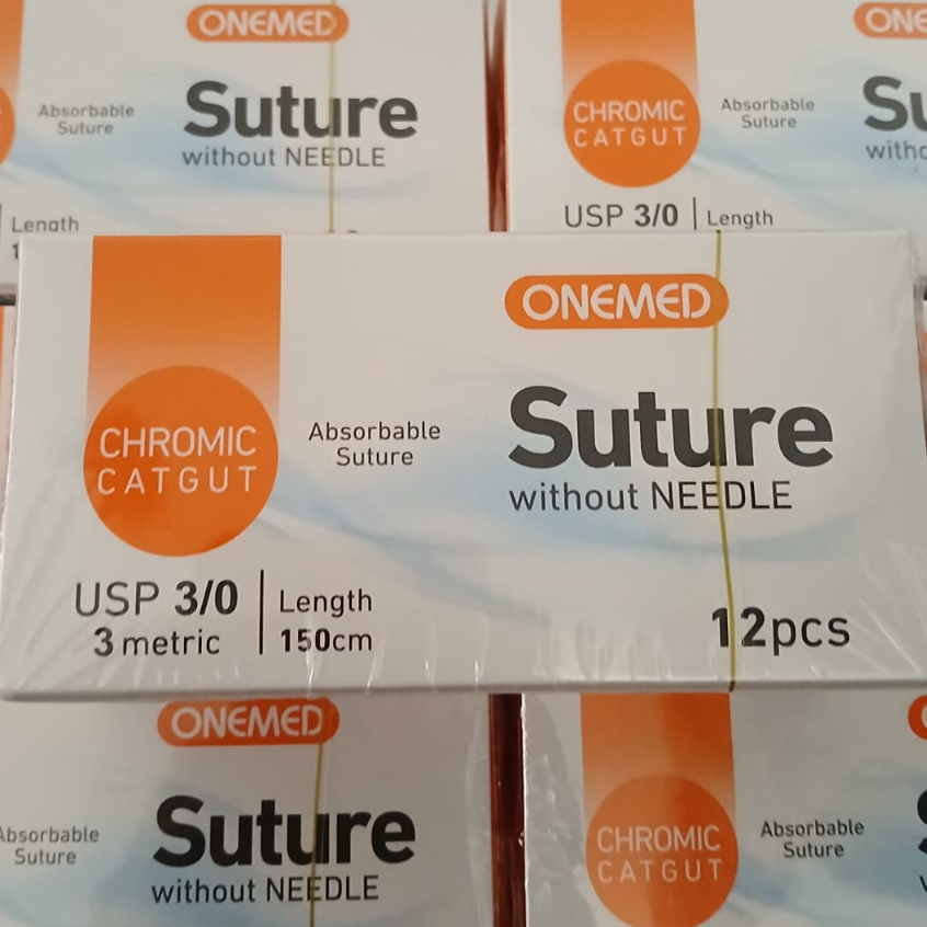 Catgut Chromic 3/0 Tanpa Jarum OneMed (BOX)