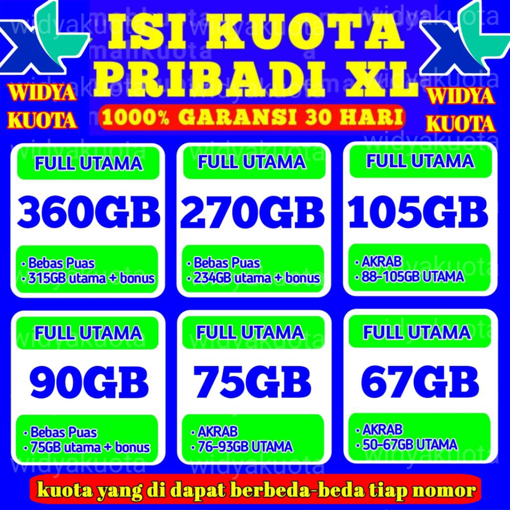 SUPERPROMO KUOTA XL 270GB FULL INTERNET - 100GB KUOTA XL EXTRA COMBO TERMURAH DAN TERCEPAT