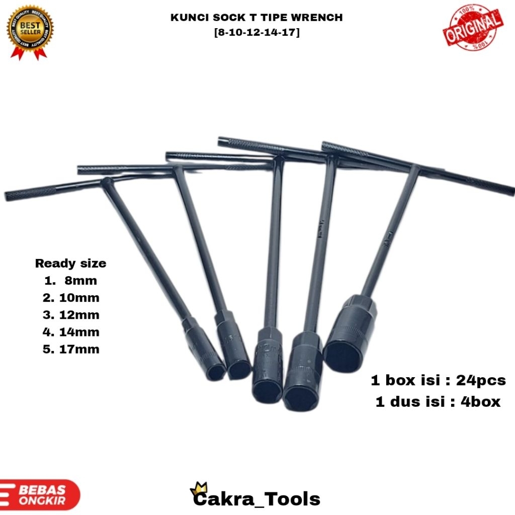 Kunci Sok T Sock Socket Wrench Type [8-10-12-14-17]